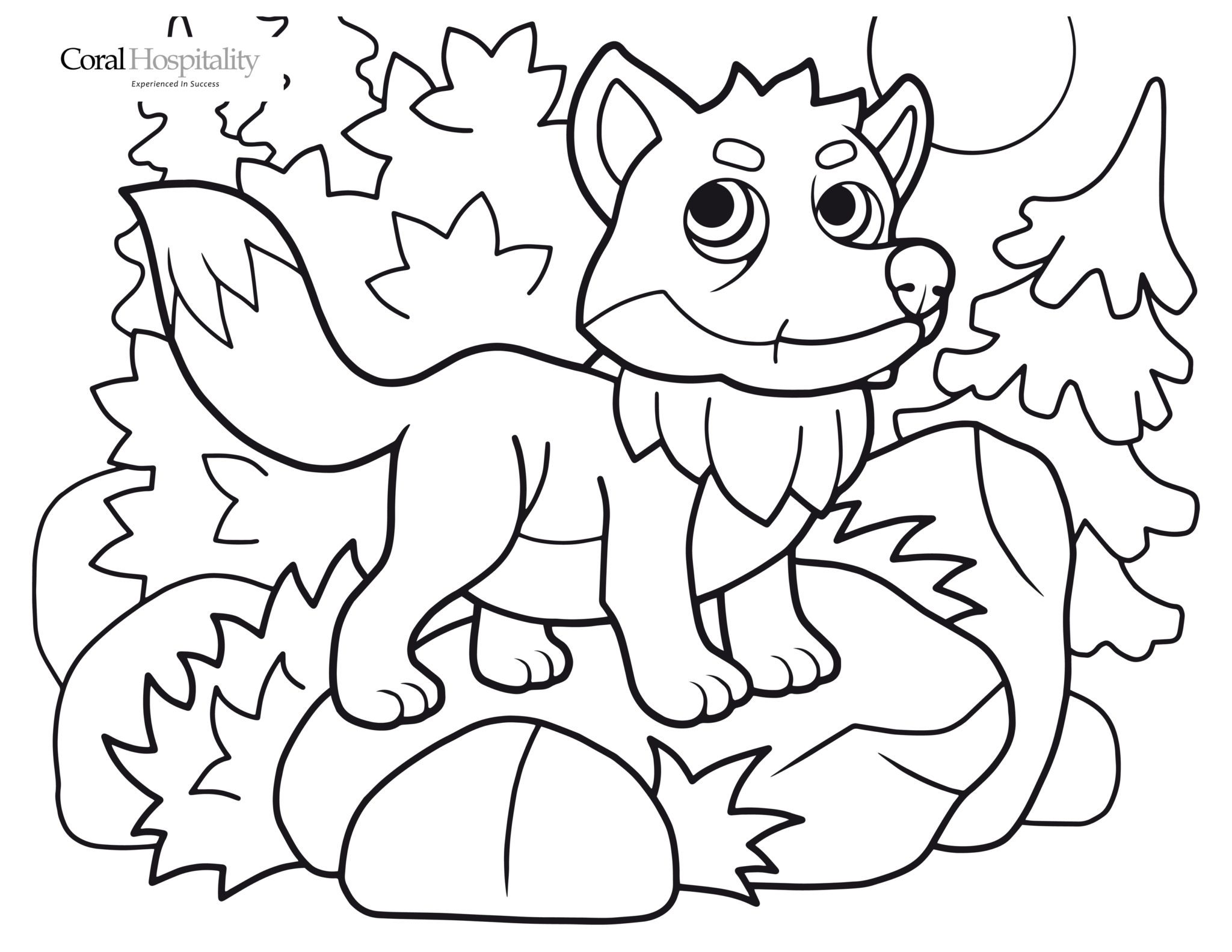 Coloring Page Fox in Mountains